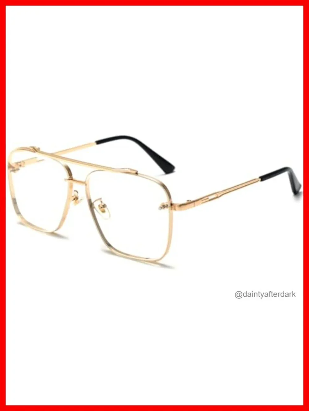 Oversized Square Metal Frame Aviator Gradient Sunglasses